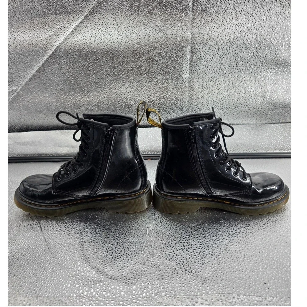 Dr. Martens 1460 J Black Patent‎ Leather Boots Youth Size 2 US Zip